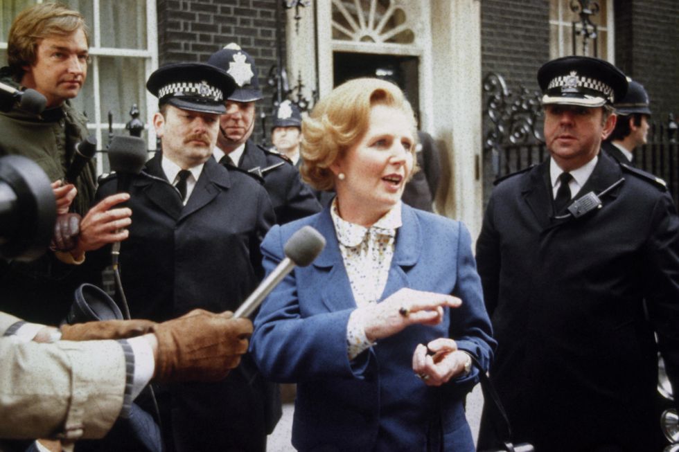 \u200bMargaret Thatcher entering Downing Street in 1979