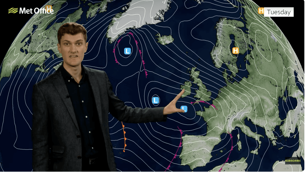 \u200bMet Office\u2019s Jonathan Vautrey warns of low pressure heading in from the southwest