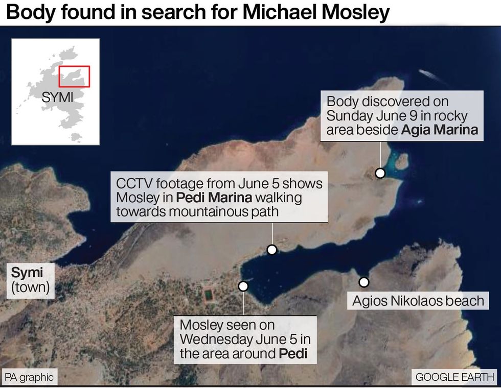 \u200bMichael Mosley: Map showing where the body was found