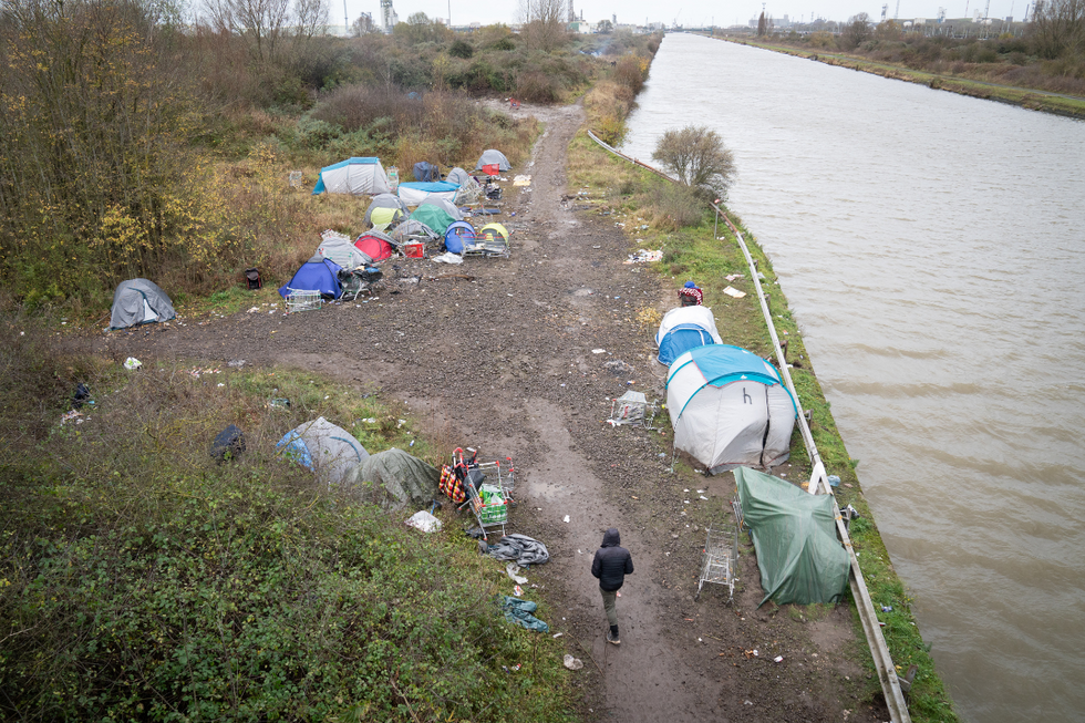 \u200bMigrants in Grand Synthe near Dunkirk, France (file pic)