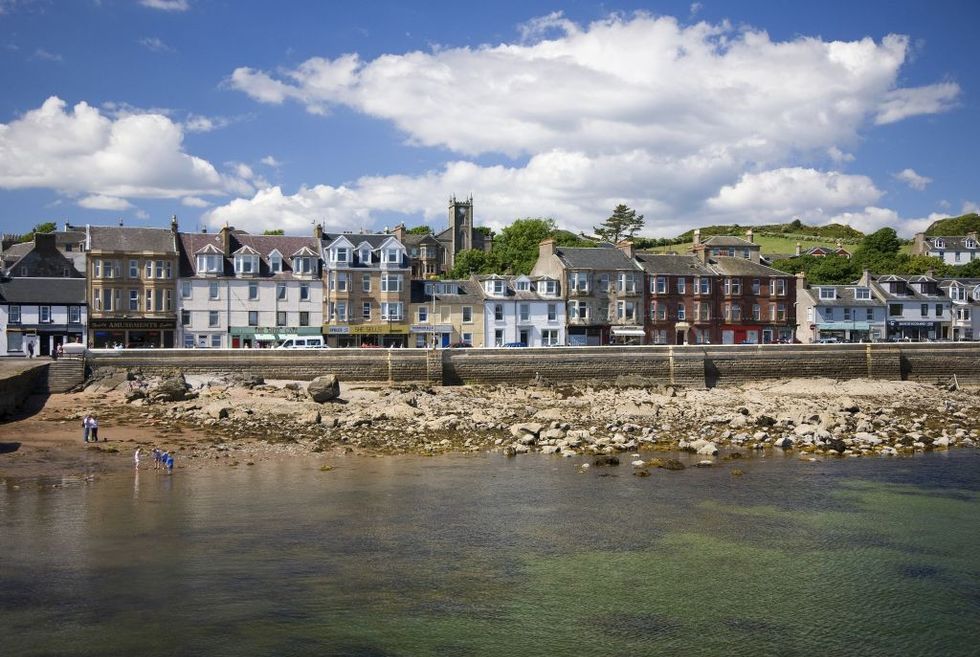 \u200bMillport seafront as seen from the harbour wall, Great Cumbrae Island,