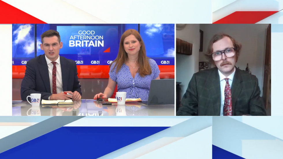 \u200bMr Amos joined Tom Harwood and Emily Carver on GB News