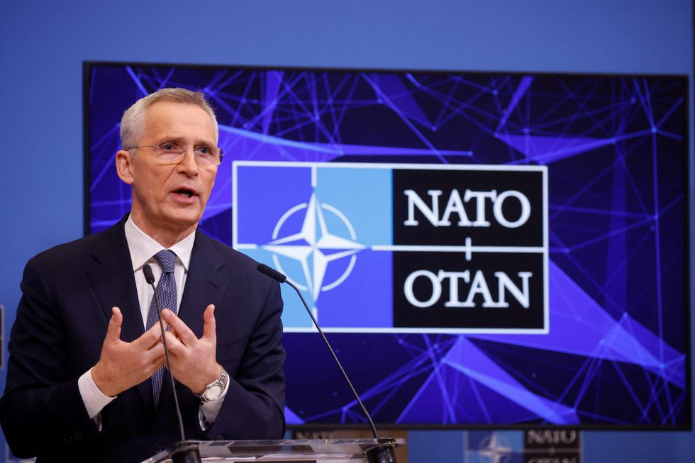 \u200bNato's secretary general Jens Stoltenberg giving a press conference