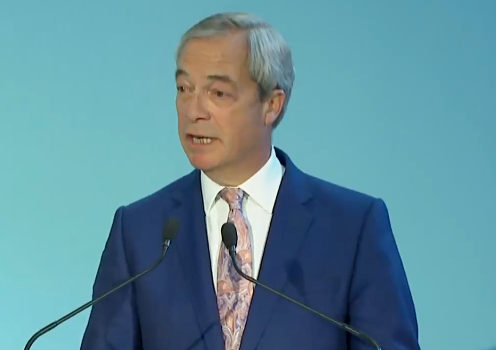 \u200bNigel Farage giving Reform UK's budget plan