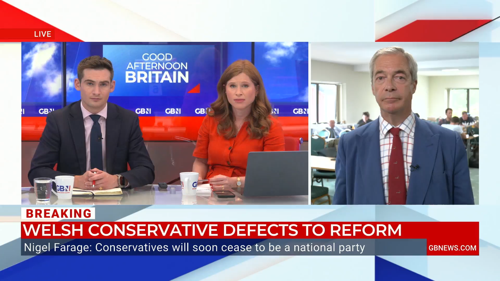 \u200bNigel Farage joined Tom Harwood and Emily Carver on GB News