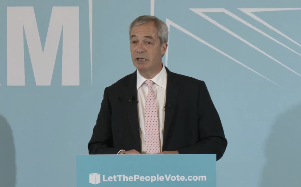 \u200bNigel Farage speaking at the press conference today