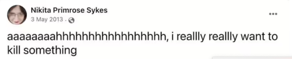 \u200bNikita Primrose Sykes' Facebook post