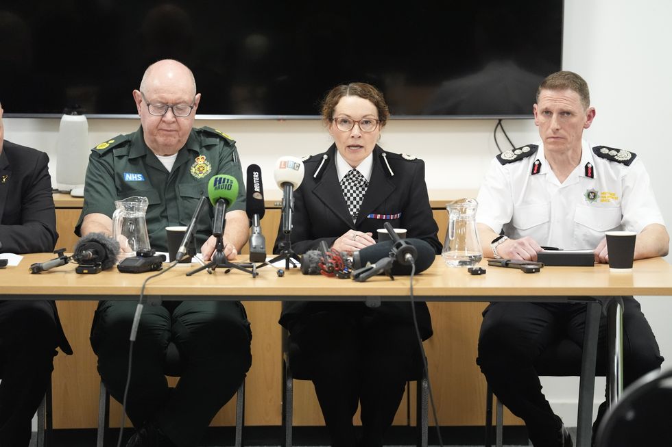 \u200bNorth West Ambulance Service's Dave Kitchin, Merseyside Police's Assistant Chief Constable Jenny Sims and Nick Searle, chief fire officer for Merseyside Fire and Rescue Service