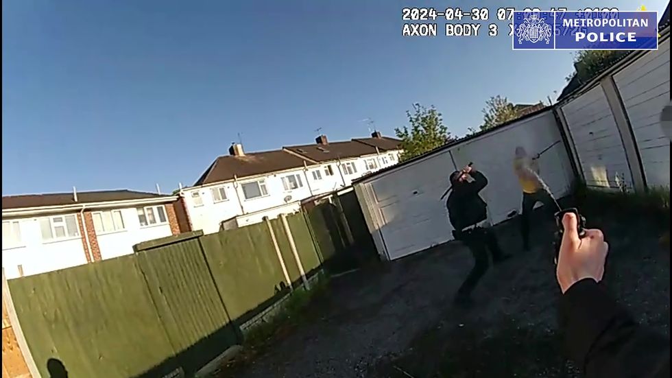 \u200bOfficers attempting to arrest Marcus Arduini Monzo on April 30 last year