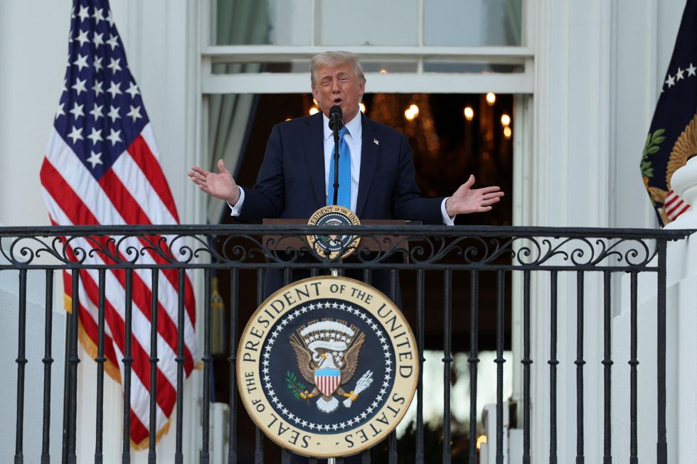 \u200bonald Trump speaks as he attends a "Summer Soiree" held on the South Lawn of the White House