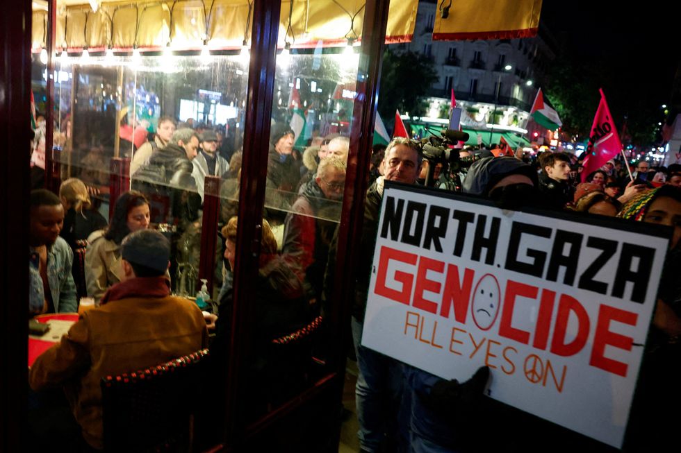 \u200bPeople attend a demonstration in support of Palestinians