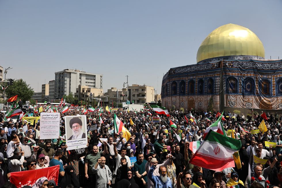 \u200bPeople attend an anti-Israeli protest after Friday prayers, amid the Iran-Israel conflict, in Tehran
