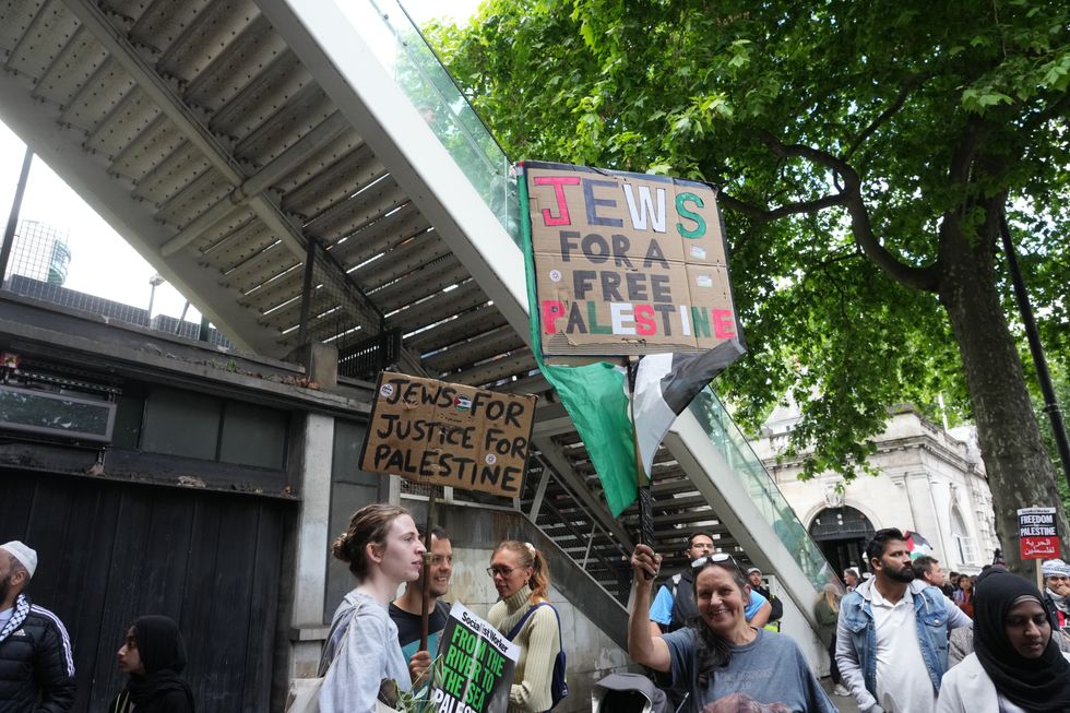 \u200bPeople take part in a national demonstration for Gaza from Russell Square to Whitehall