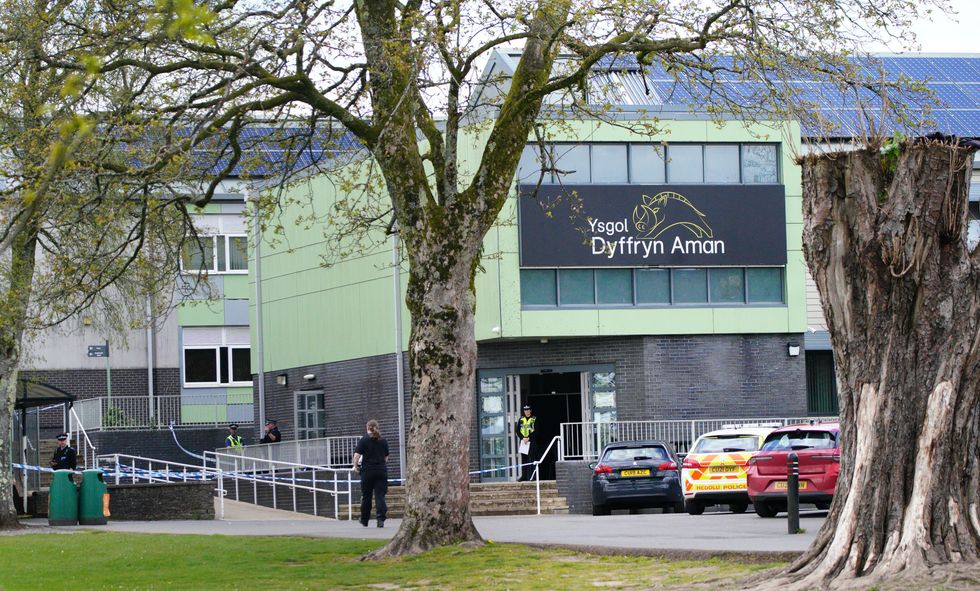 \u200bPolice at Amman Valley school, in Ammanford, Carmarthenshire