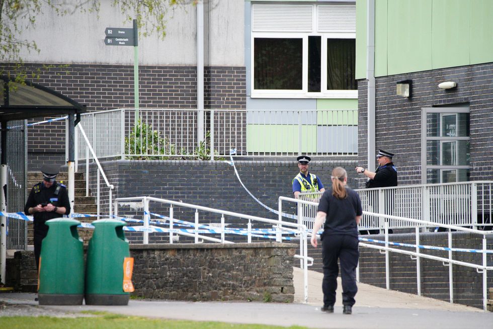 \u200bPolice at Amman Valley school, in Ammanford, Carmarthenshire