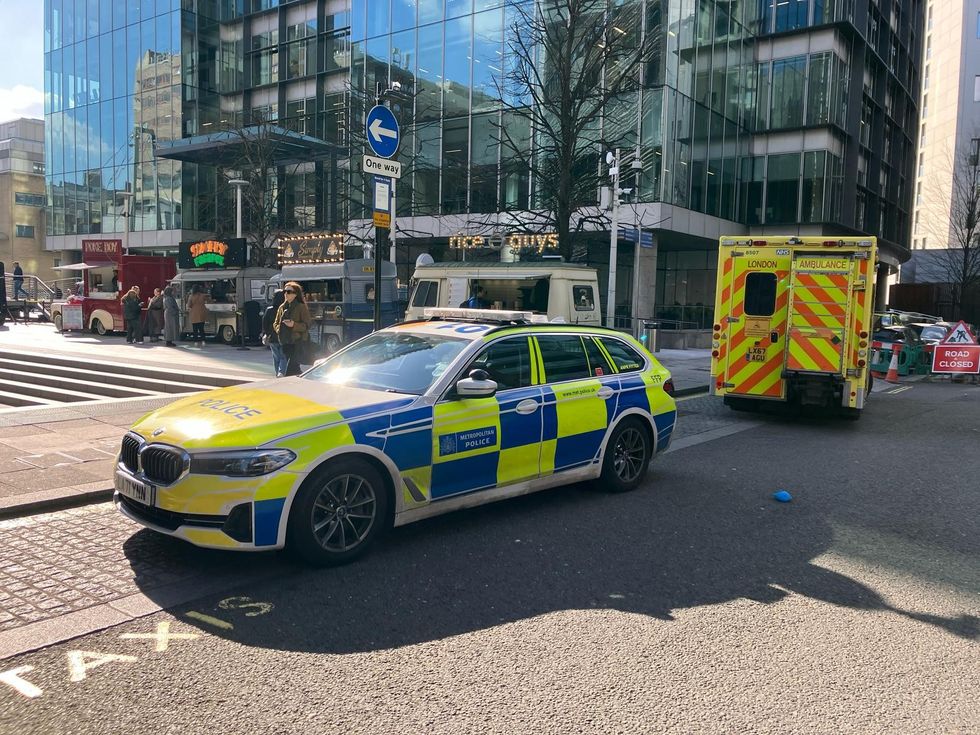 \u200bPolice in attendance outside the Marks and Spencer in Paddington