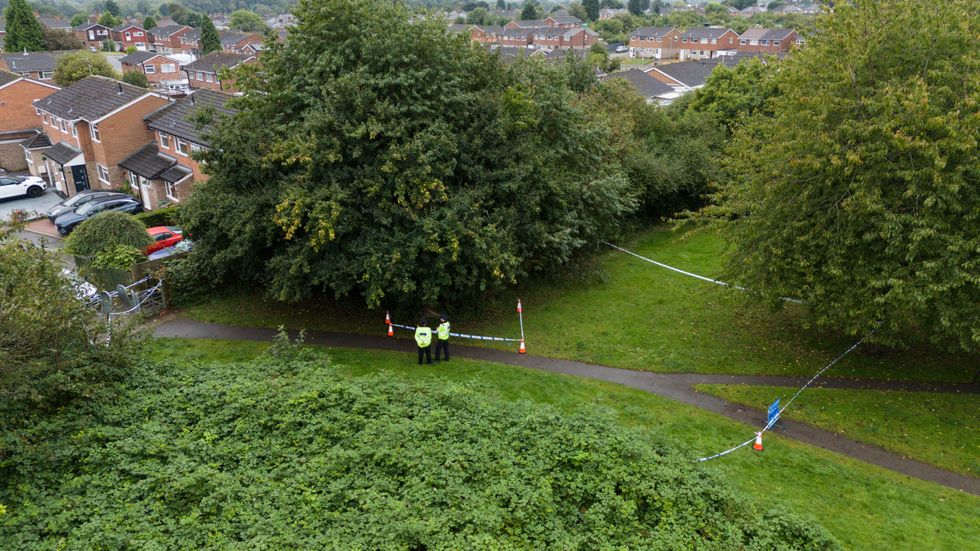 \u200bPolice officers at the scene in Franklin Park, Leicester,