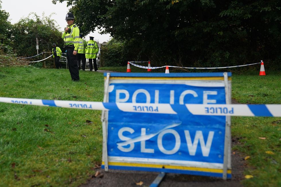 \u200bPolice officers at the scene in Franklin Park, Leicester