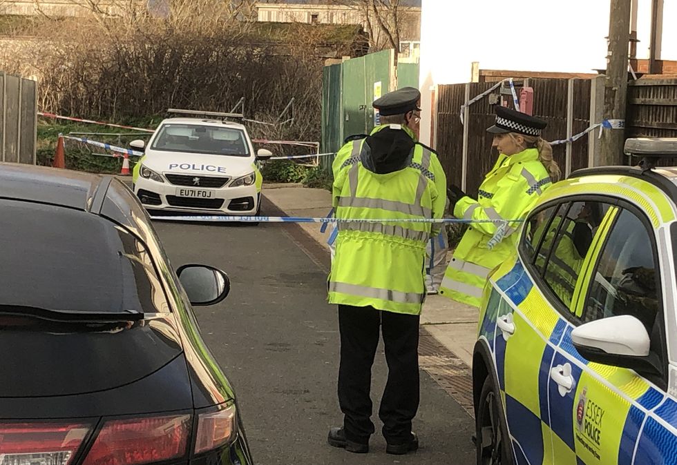 \u200bPolice officers at the scene in Jaywick