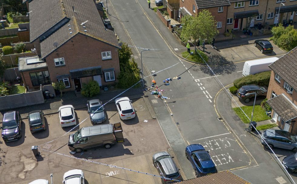 \u200bPolice tape around a van on Laing Close in Hainault, east London