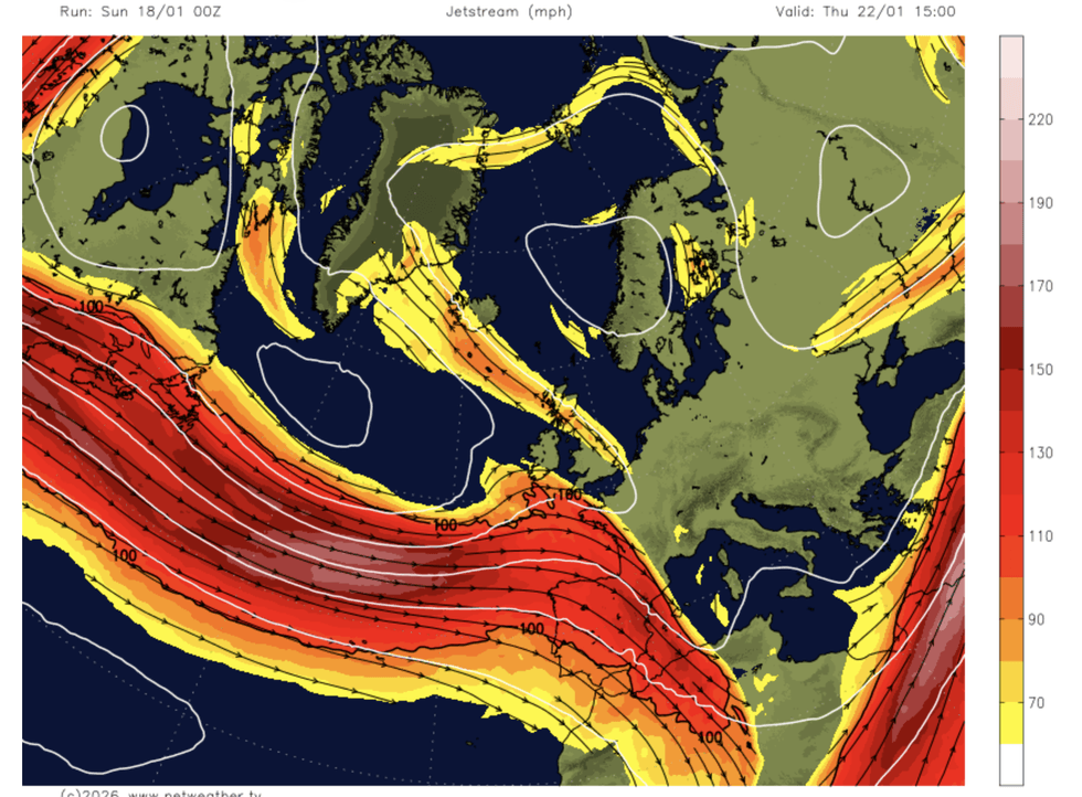 \u200bPowerful jet stream pushes out of US and Canada