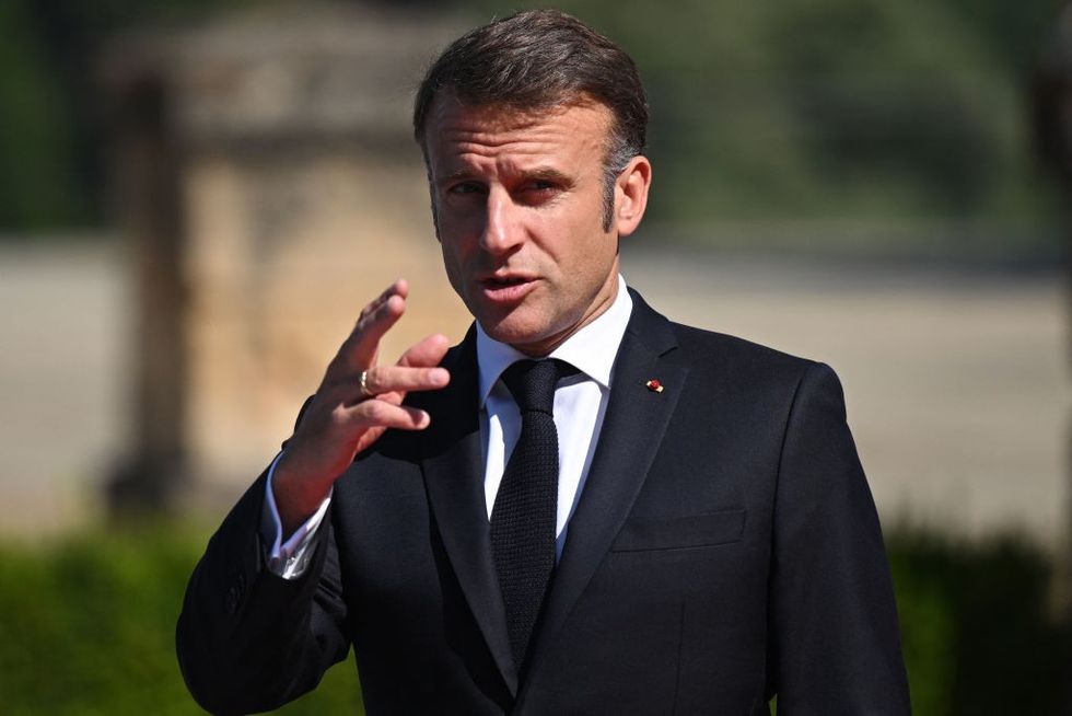 \u200bPresident Macron arrives at Blenheim Palace