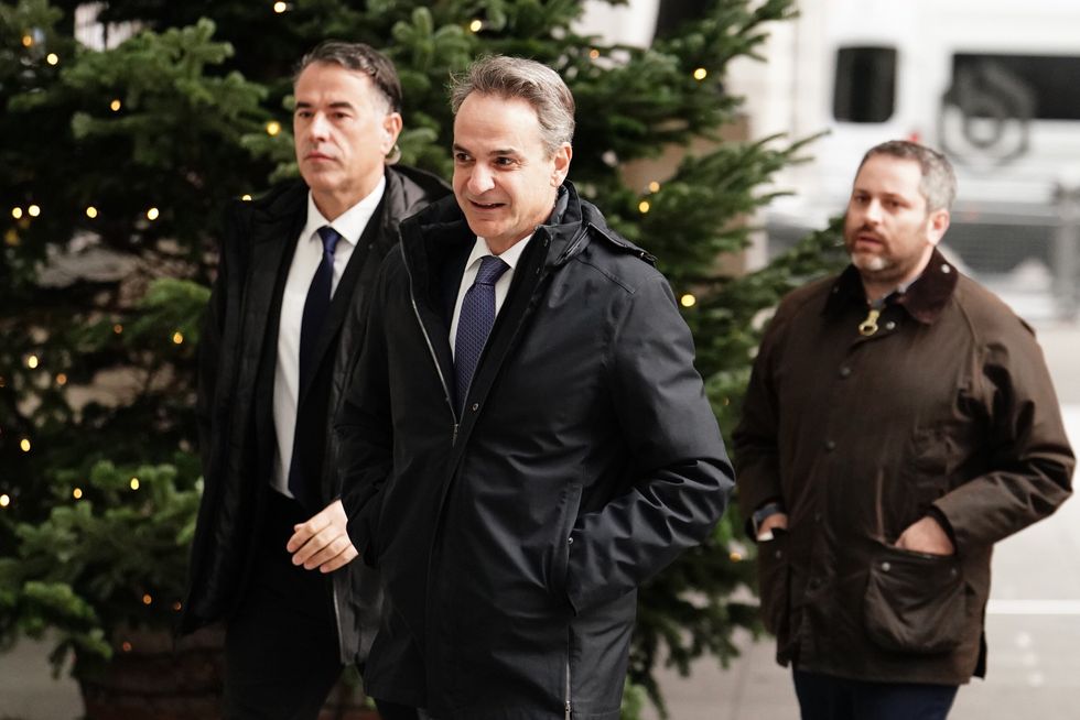 \u200bPrime Minister of Greece Kyriakos Mitsotakis arrives at BBC Broadcasting House in London, to appear on the BBC One