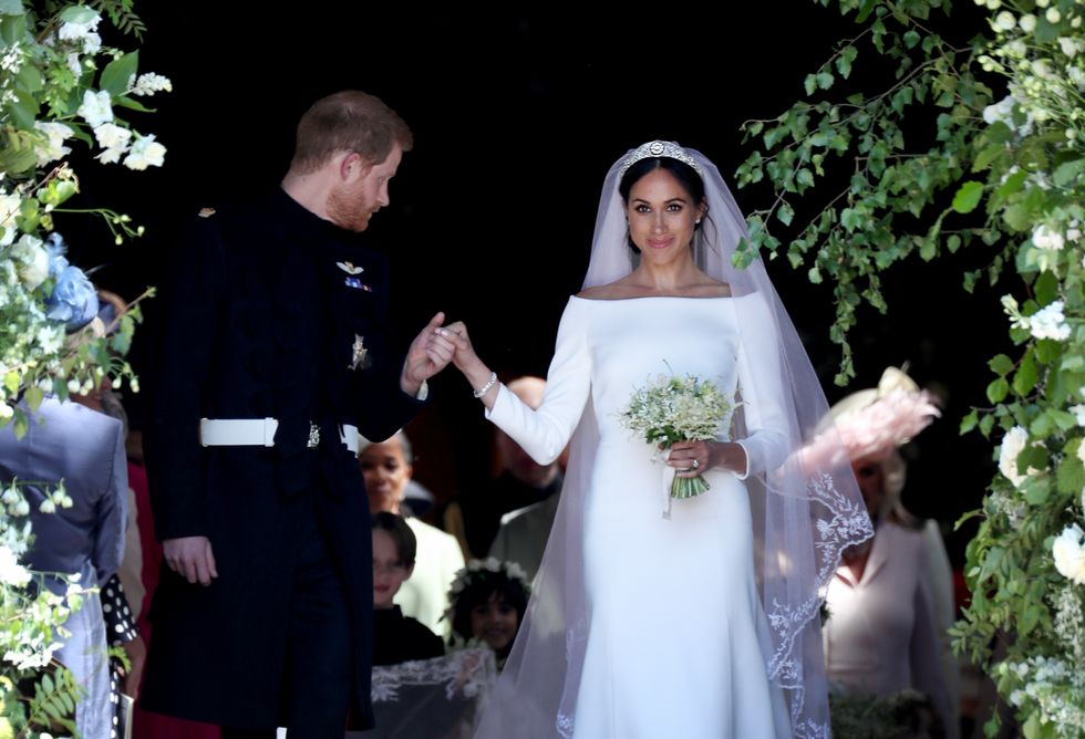 \u200bPrince Harry and Meghan Markle leave St George's Chapel in Windsor Castle after their wedding