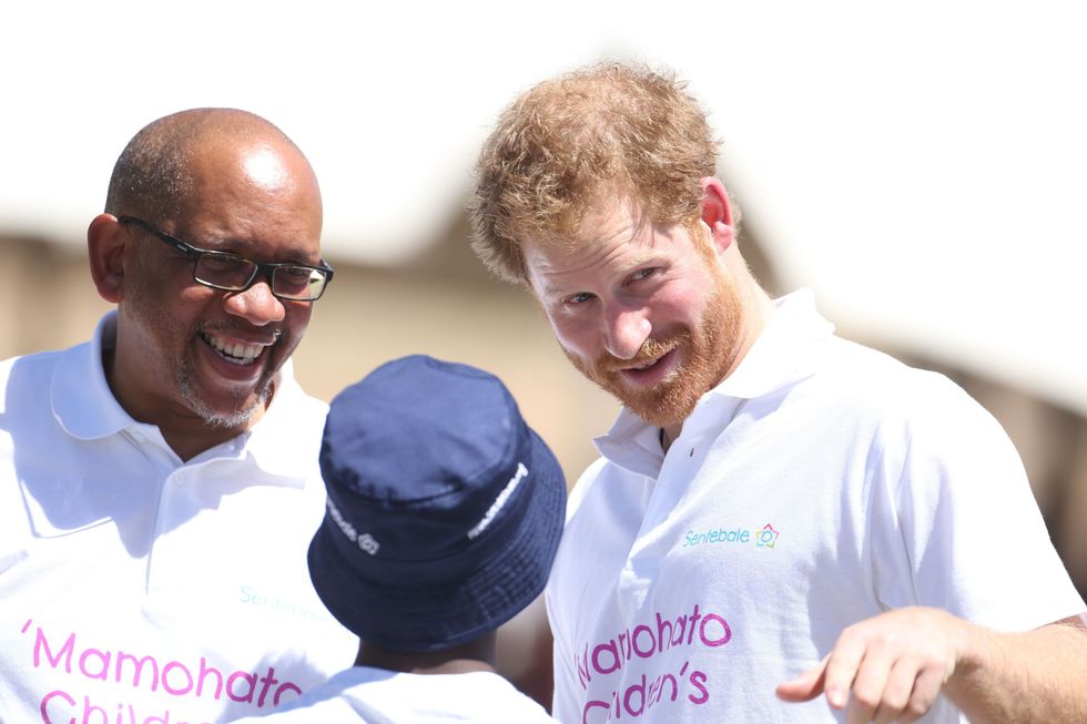 \u200bPrince Harry with Prince Seeiso of Lesotho and Mutsu Potsane in 2015