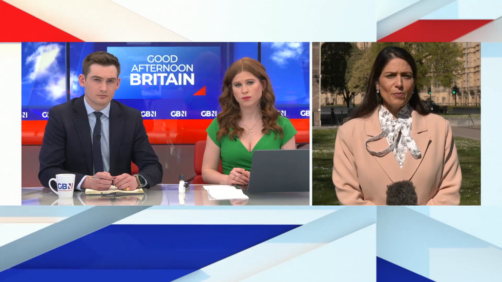 \u200bPriti Patel joined Tom Harwood and Emily Carver on GB News