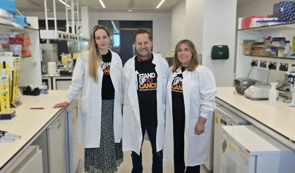 \u200bProfessor Petra Hamerlik with study participant Alex and his wife Emma