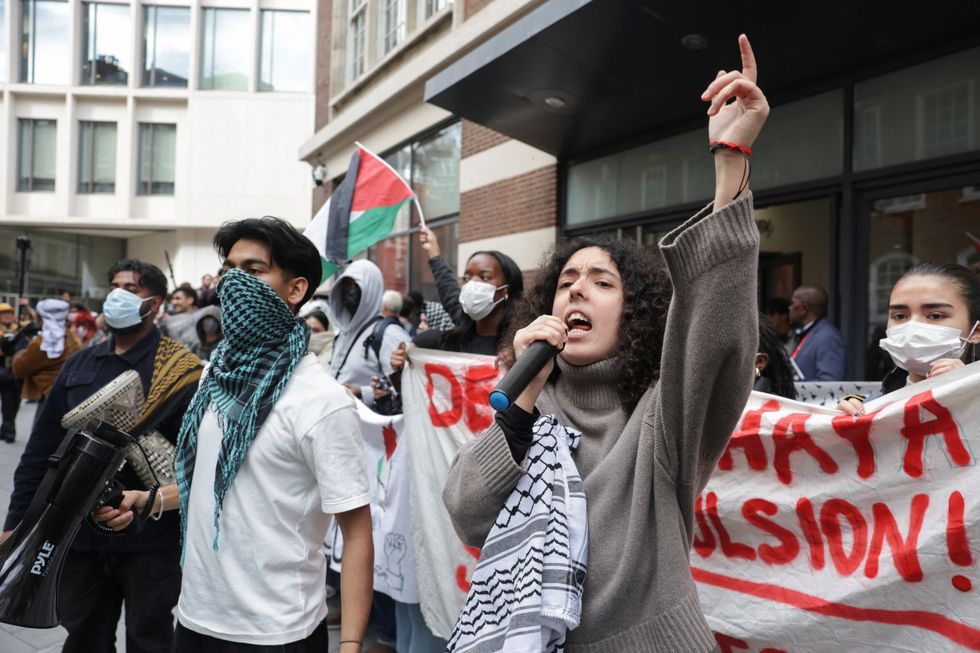 \u200bProtesters address the crowd in central London