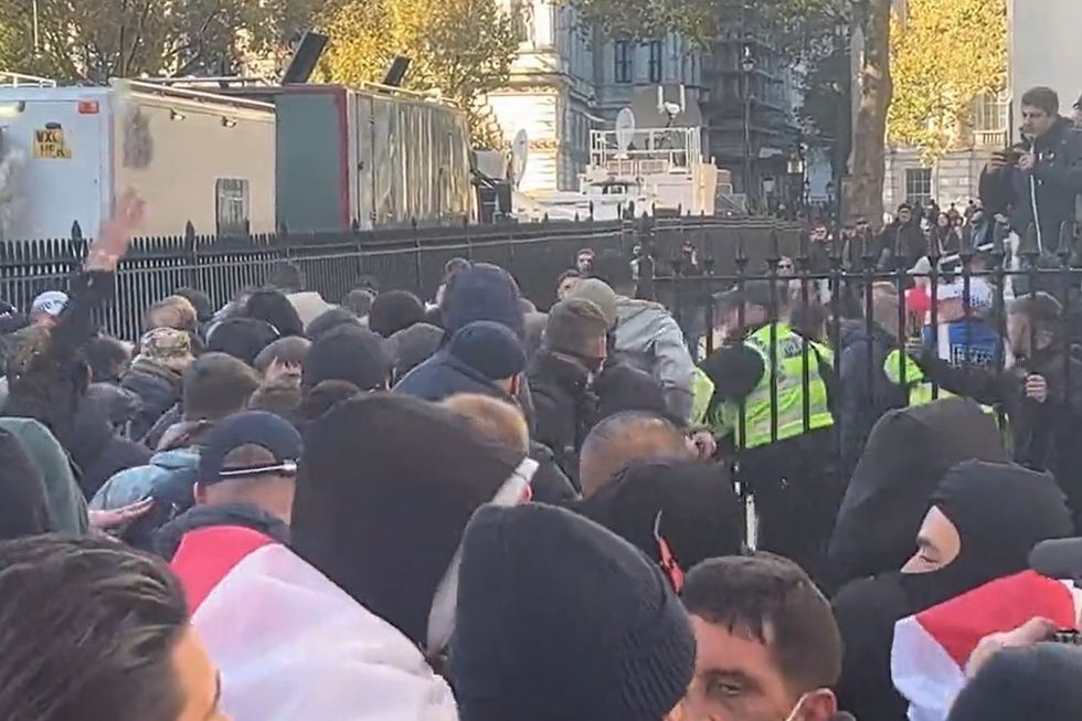 \u200bProtesters breach police lines ahead of Armistice Day service
