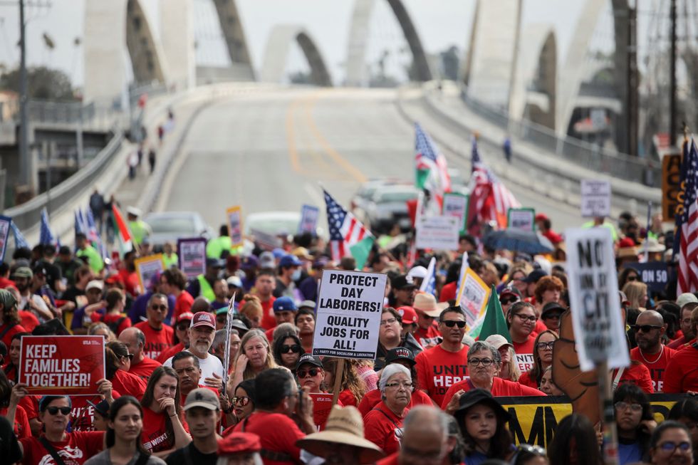 \u200bProtesters gather in Los Angeles