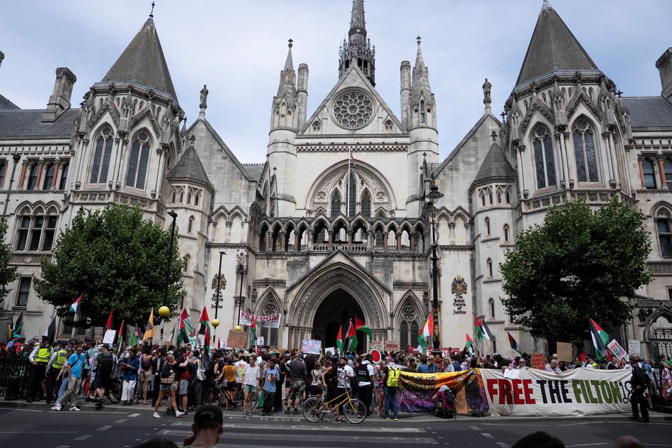 \u200bProtesters meeting outside the courthouse