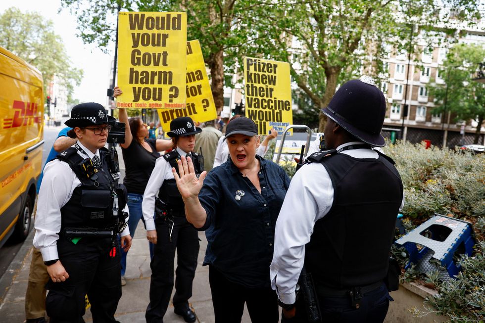 \u200bProtestors waited for Hancock's arrival