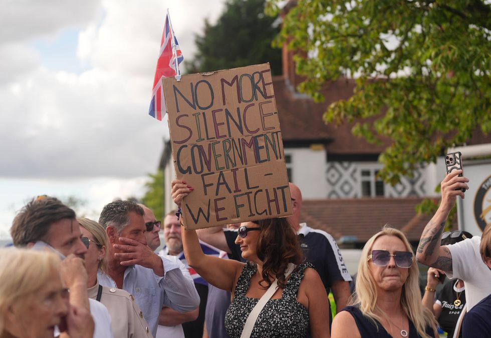 \u200bProtests emerged across Epping with placards reading 'no more silence - Government fail - we fight'