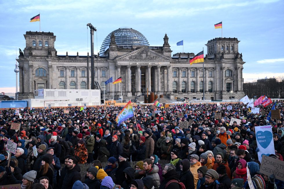 \u200bProtests took place outside the Reichstag in Berlin