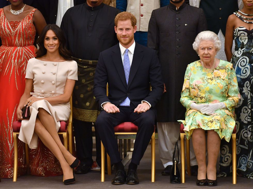 \u200bQueen Elizabeth II with the Duke and Duchess of Sussex