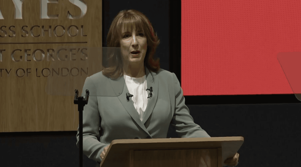 \u200bRachel Reeves delivering the Mais Lecture