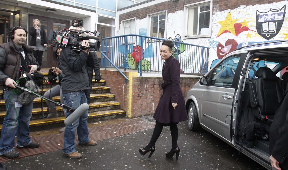 \u200bRebecca Ferguson filming at her old school