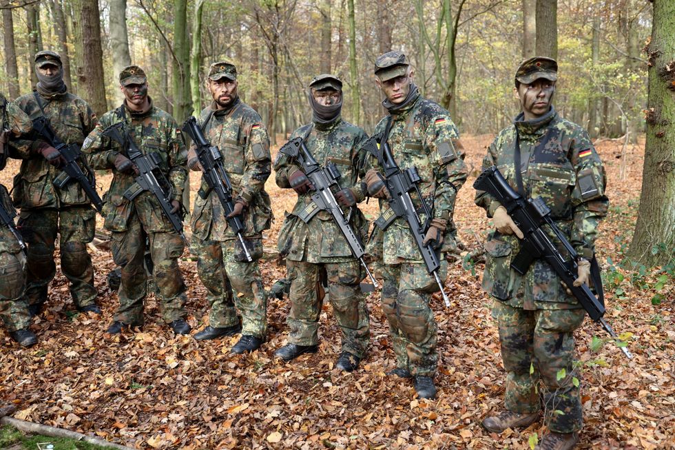 \u200bRecruits line up in a training during a media day at the Reconnaissance Battalion,