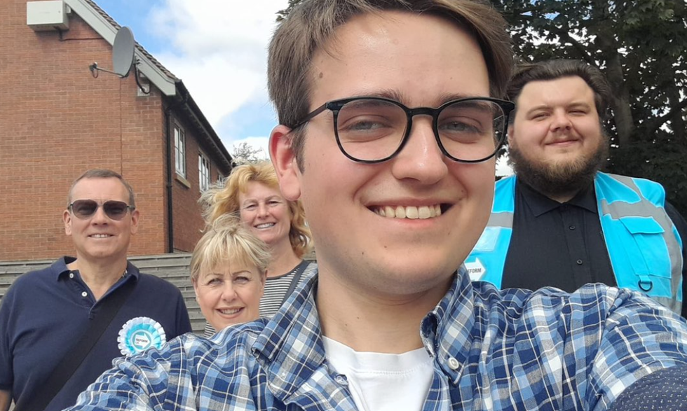 \u200bReform UK candidate Clark pictured with campaigners