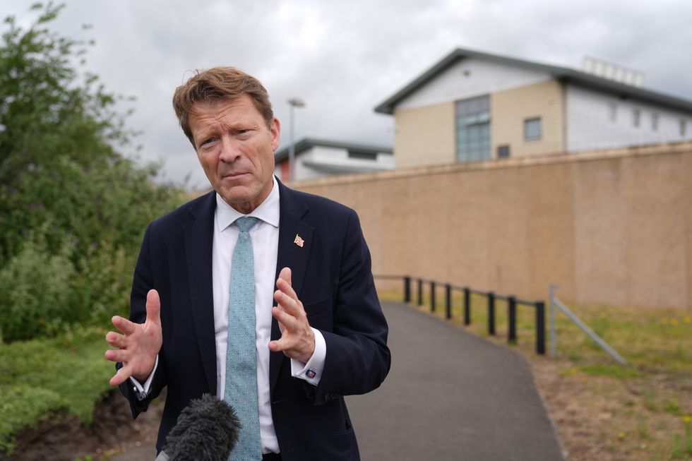 \u200bReform UK deputy leader Richard Tice speaking to the media outside HMP Peterborough, Cambridgeshire