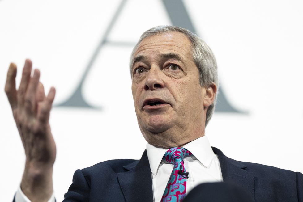 \u200bReform UK leader Nigel Farage speaks during an interview with Jordan Peterson