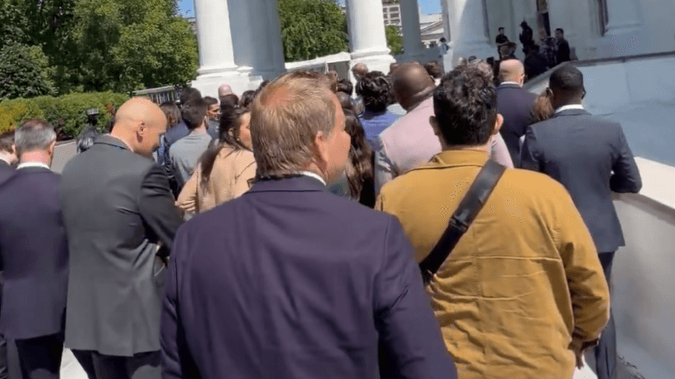 \u200bReporters were ushered into the briefing room, reports say