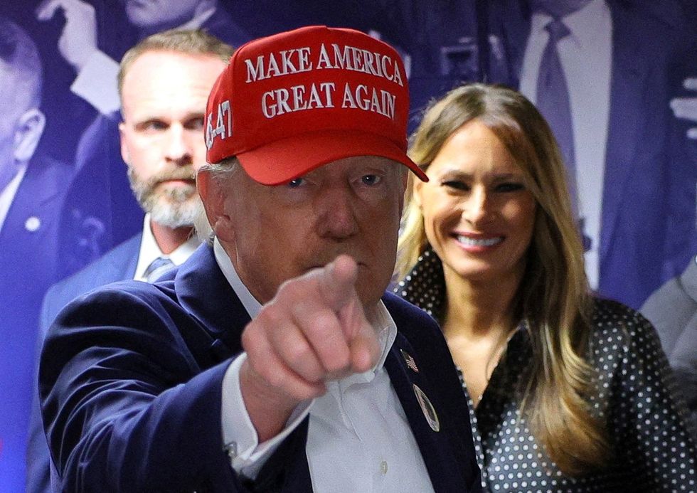 \u200bRepublican presidential nominee and former U.S. President Donald Trump, accompanied by former U.S. first lady Melania Trump