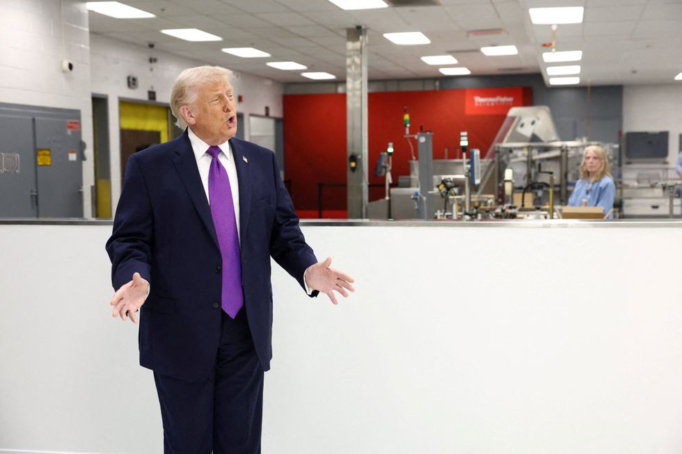 \u200bresident Donald Trump speaks during a visit at Thermo Fisher Scientific in Cincinnati, Ohio,