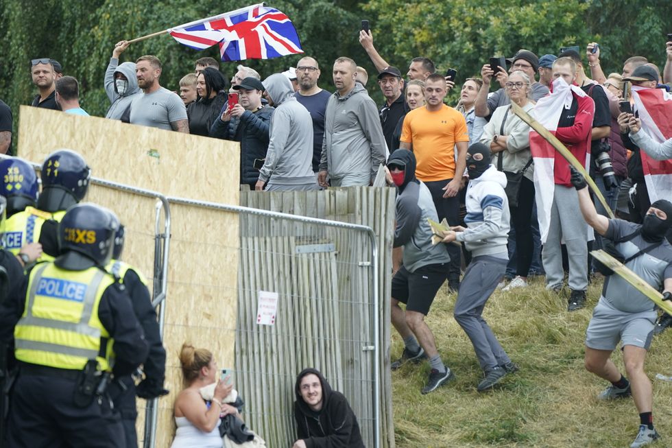 \u200bRioters attacking police in South Yorkshire