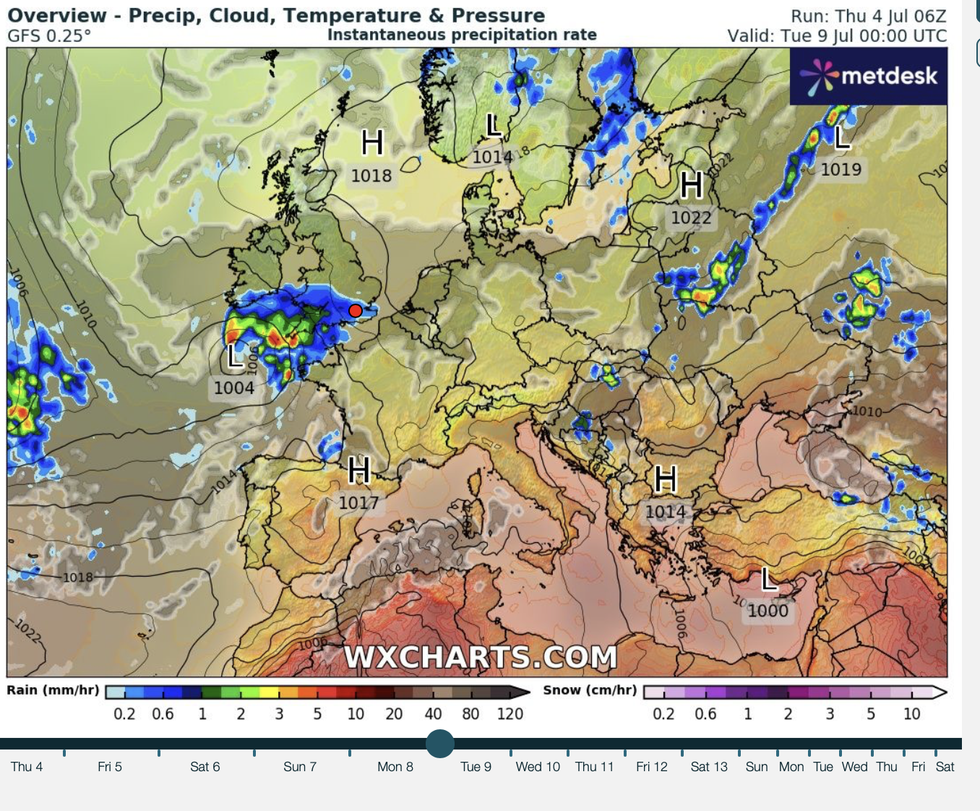 \u200bScandinavian high to the east shown on WX Charts map